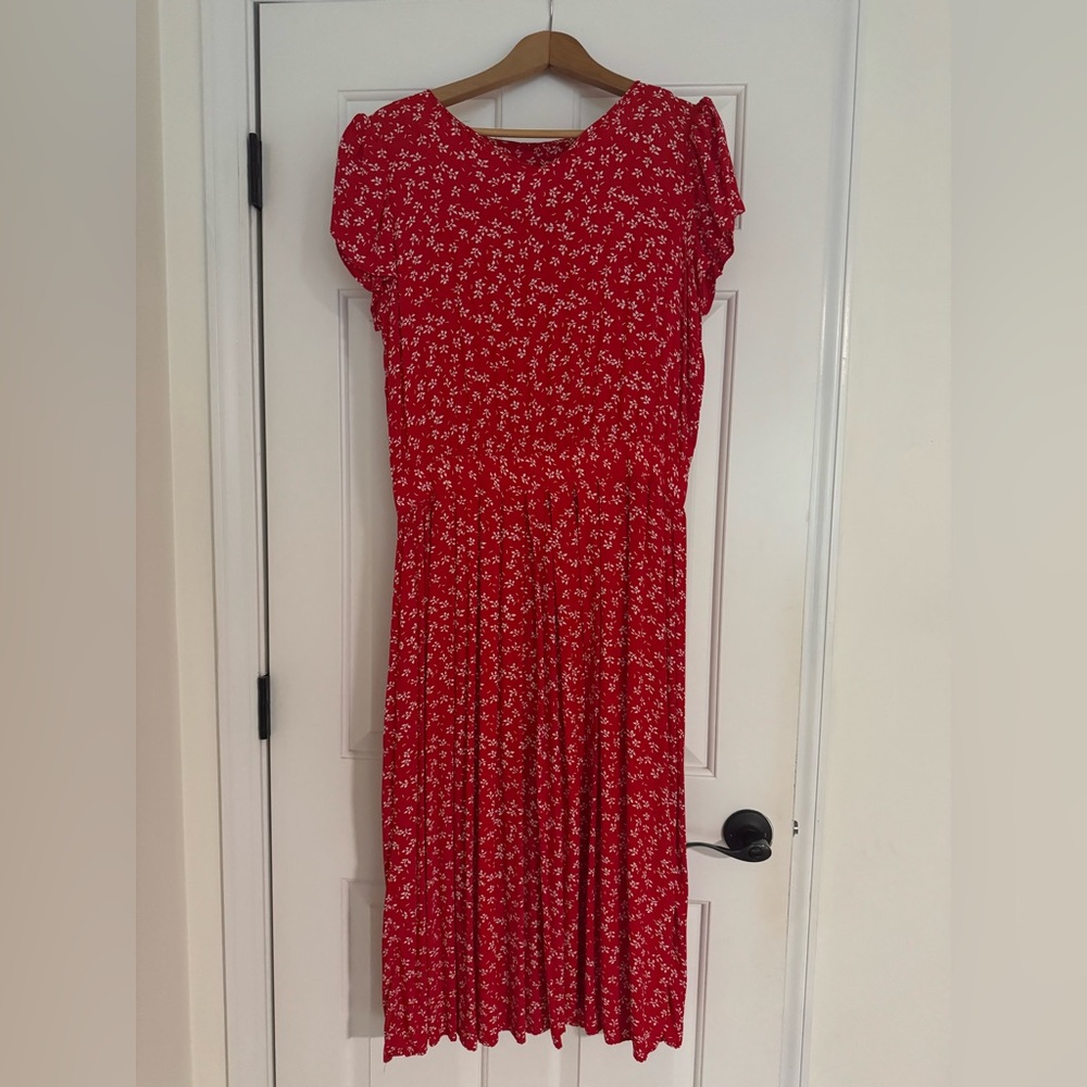 Vintage Karin Stevens Pleated Maxi Red Dress